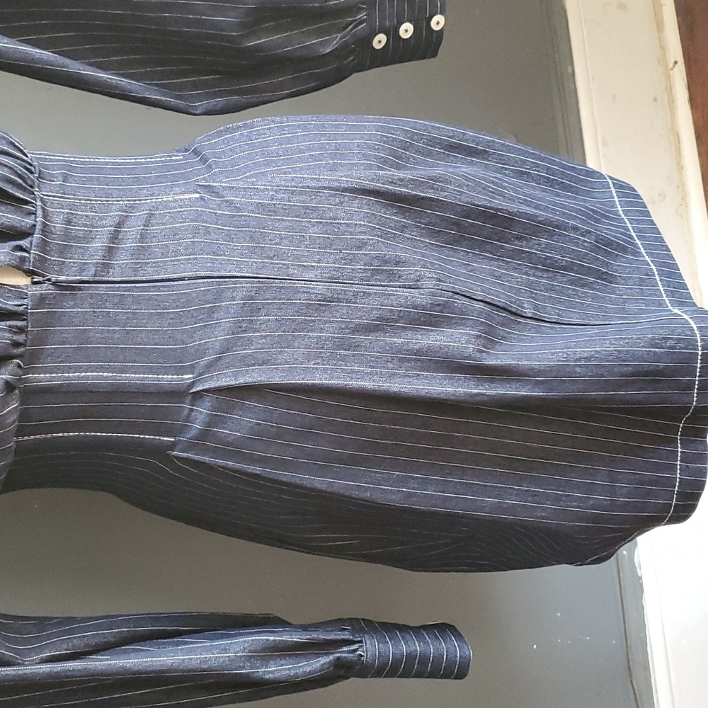 Lovers + Friends mini pinstripe denim dress size xs - Picture 9 of 17